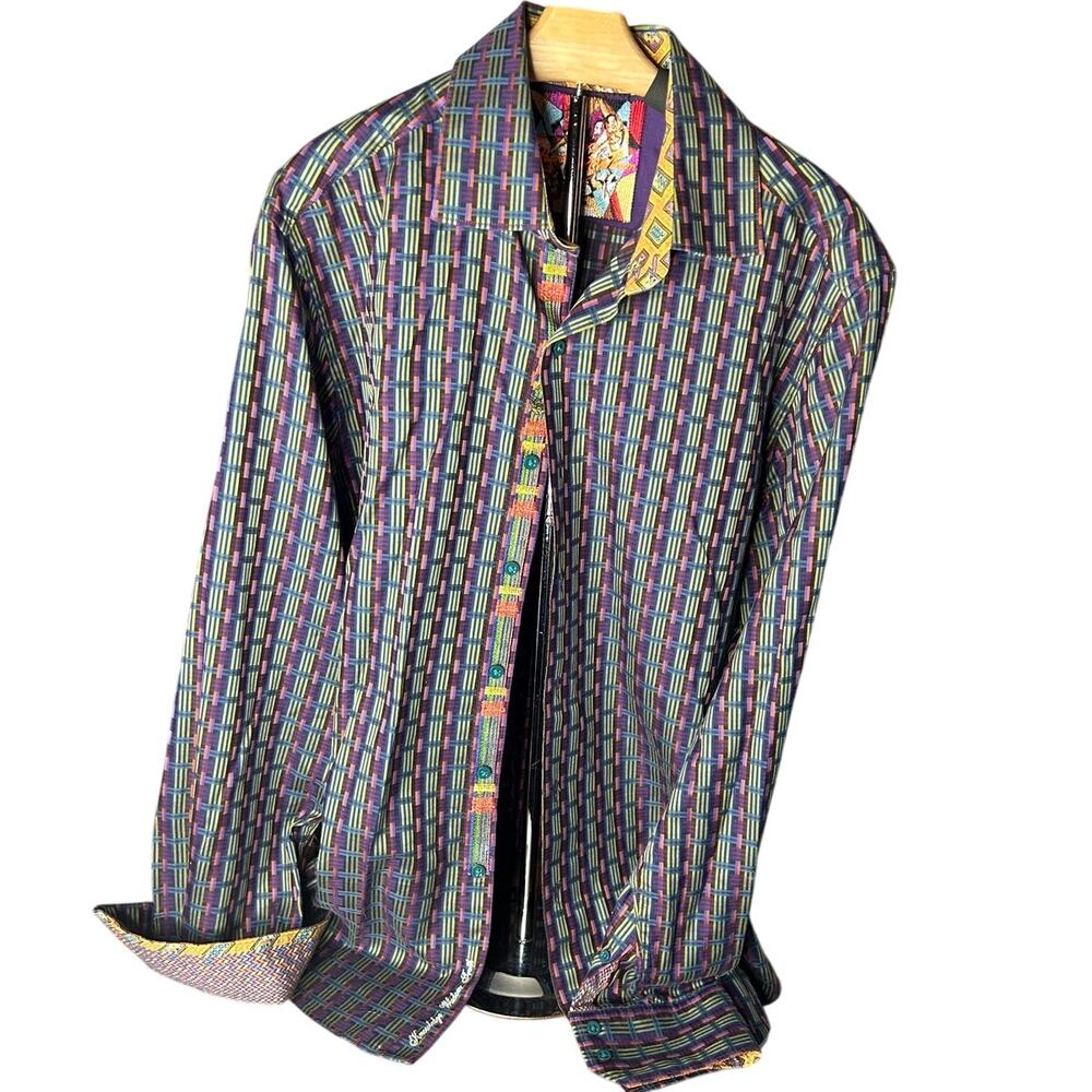 Robert Graham long sleeve button down multicolor striped geometric sz xl